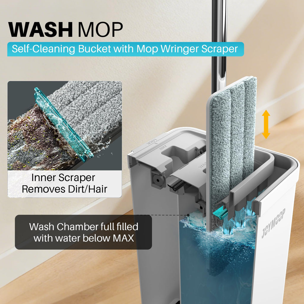 White Flat Mop and Bucket Set