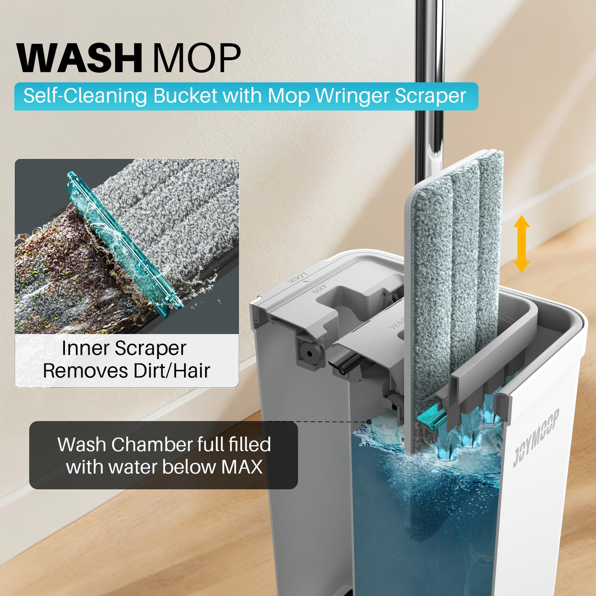 White Flat Mop and Bucket Set