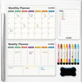 Magnetic Calendar for Refrigerator, 3-Pack |Nano-Tech Surface, 17"x12", 8 Markers & Eraser