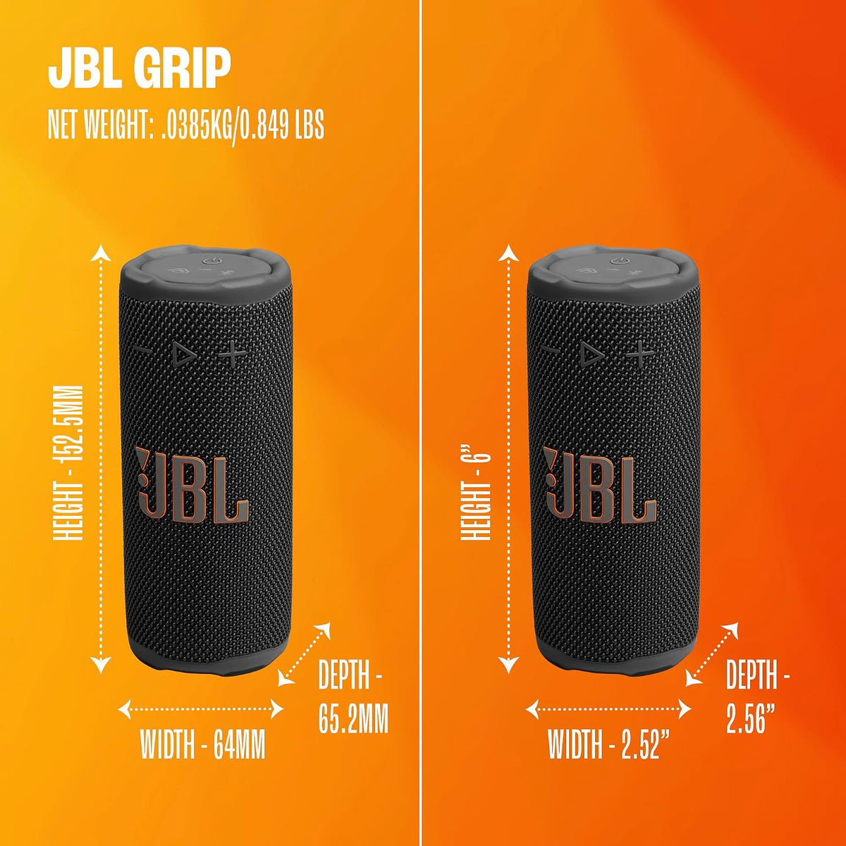 JBL Grip Portable Bluetooth Speaker, Waterproof, Ambient Light - White