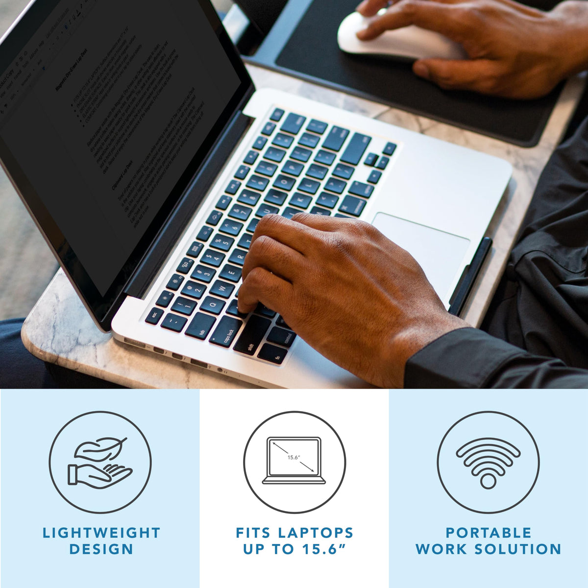LAPGEAR Home Office Lap Desk – Black Carbon, Fits 15.6” Laptops