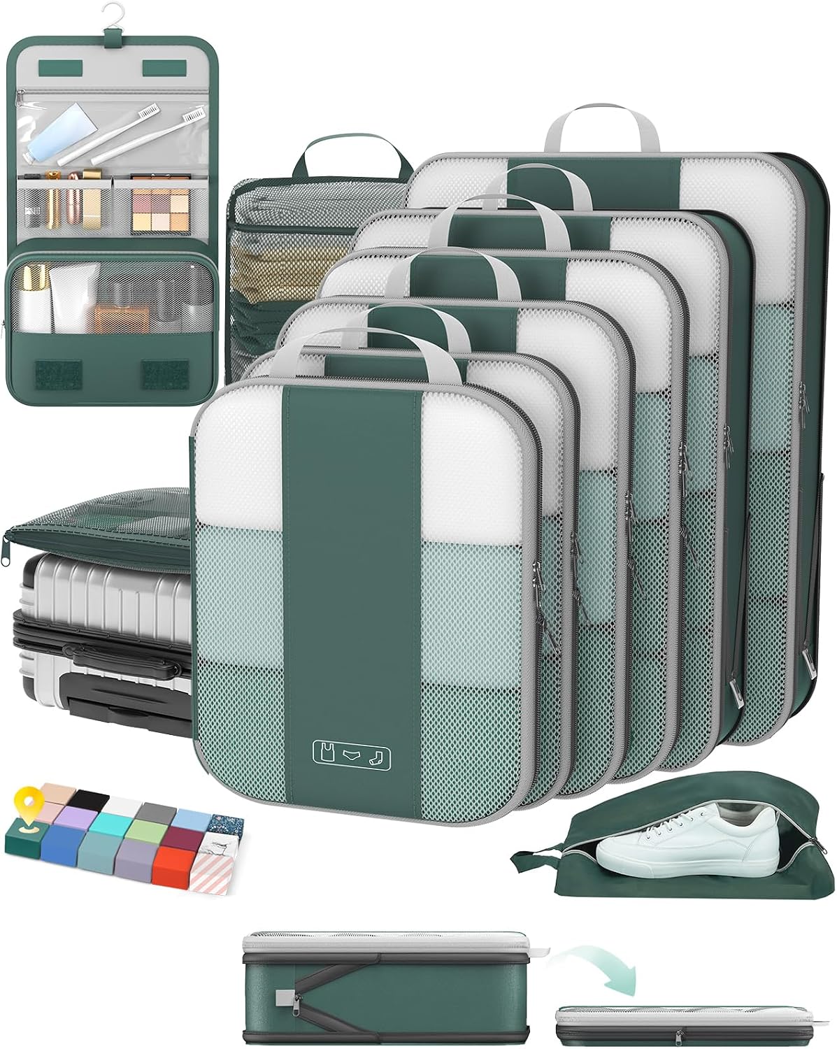10 Set Compression Packing Cubes for Travel Essentials (Black)