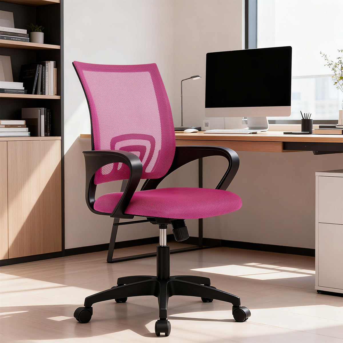 Ergonomic Office Chair | Mid-Back Swivel Desk Chair | with Lumbar Support