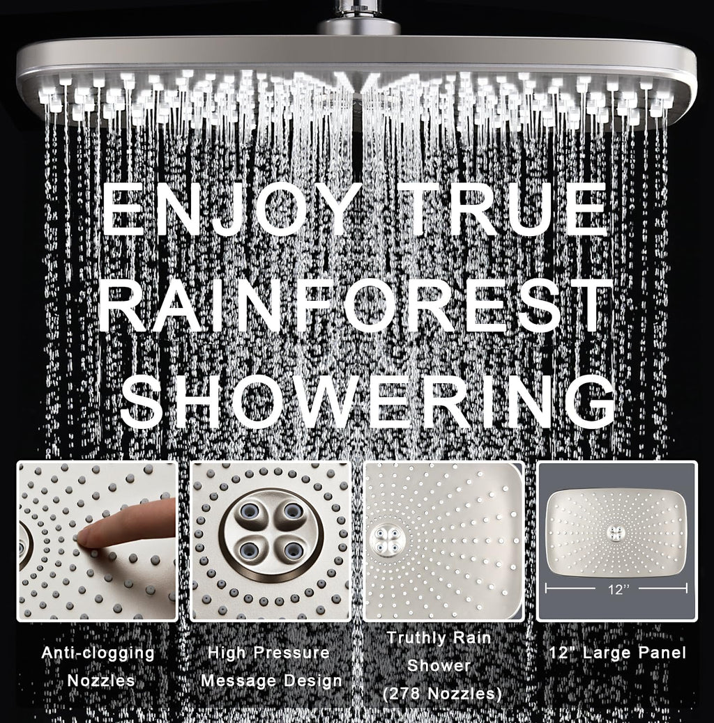 Shower Head with Rainfall Patter | Handheld Showerhead | Black | 1.8GPM