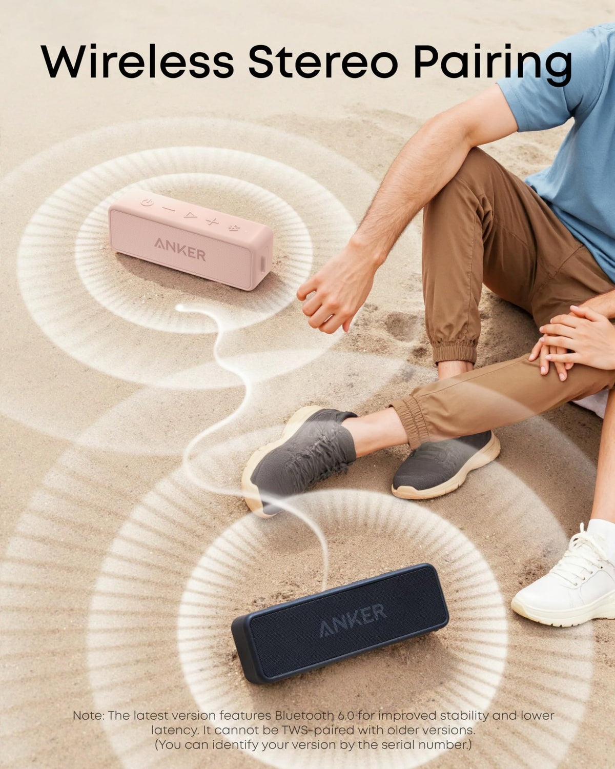 Anker soundcore 2 Portable Bluetooth Speaker, Stereo Sound, IPX7