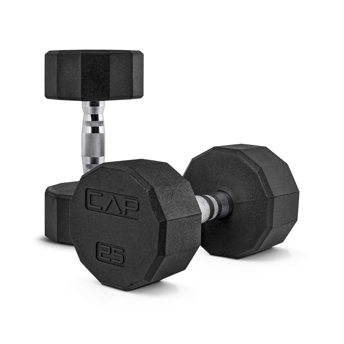 CAP Rubber Coated Dumbbell Weights for Strength Training, Anti-Roll Hex