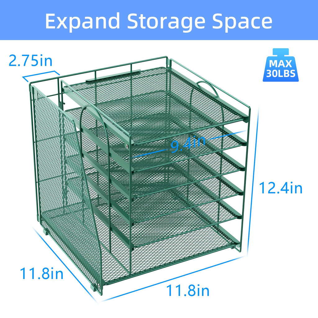 Paper Organizer With Magazine Holder | (Black, 4-Tier)