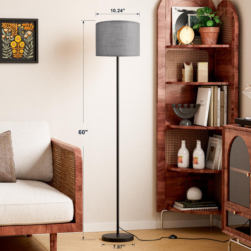 Modern Floor Lamp Simple Design with White Shade & Foot Pedal Switch