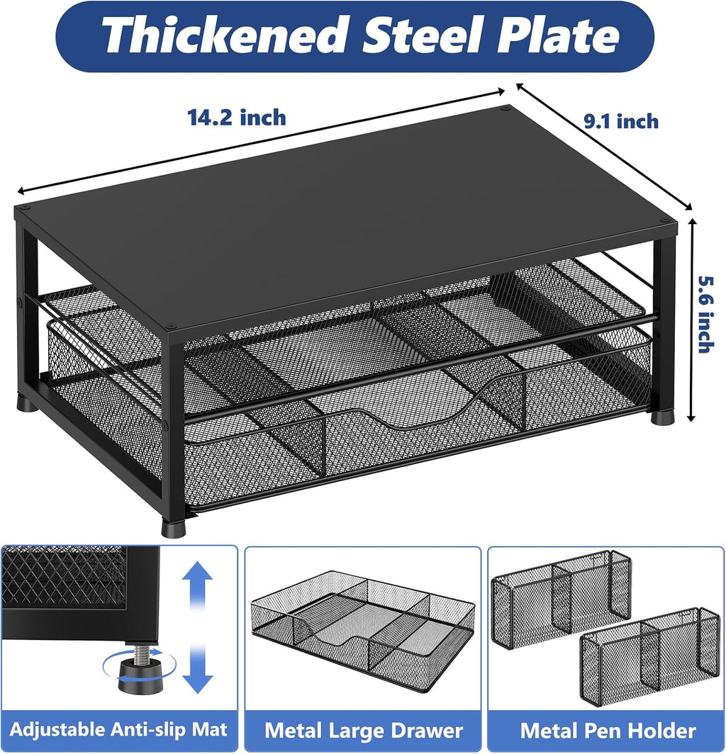 Desk Organizer and Accessories, 2-Tier Computer Monitor Stand Black