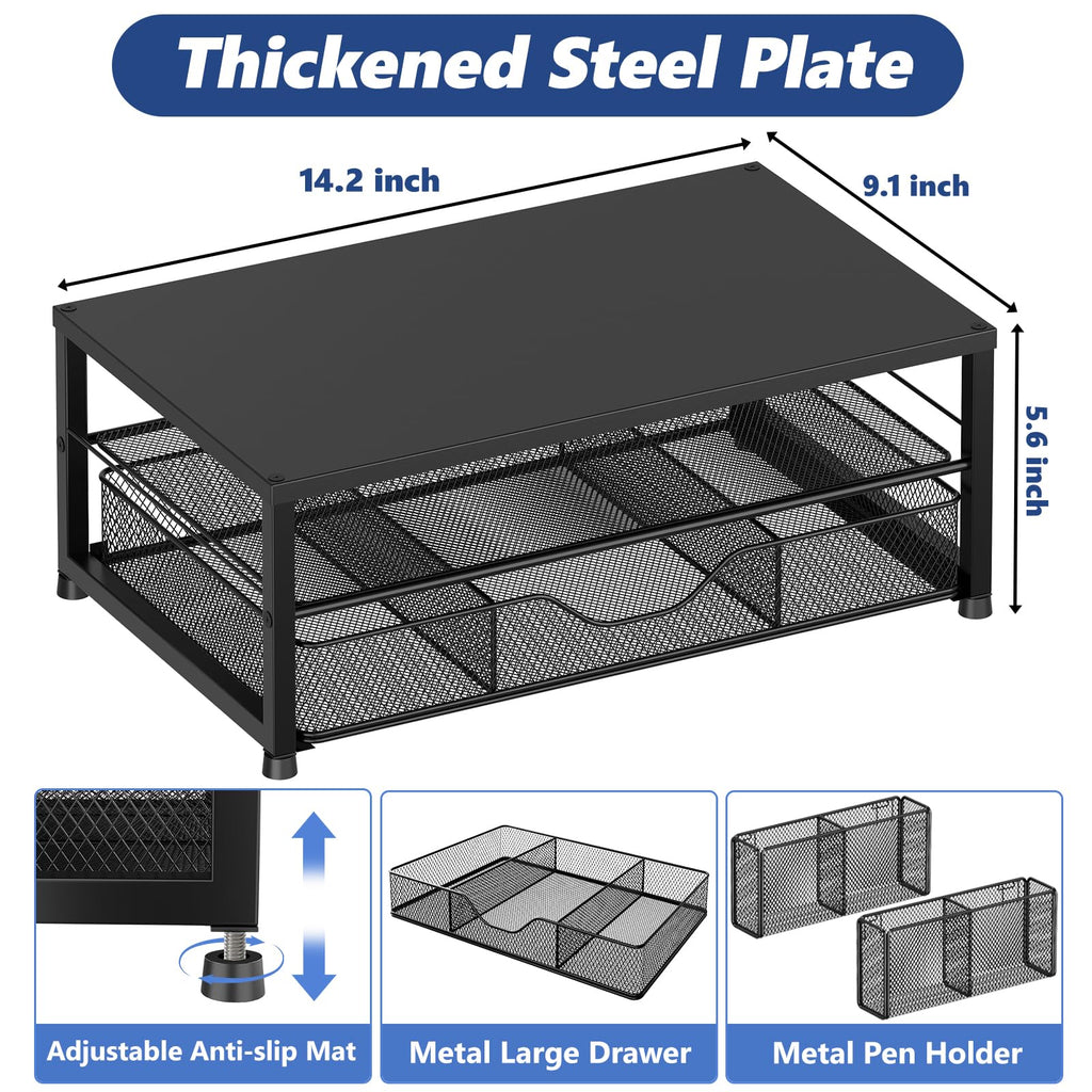 Desk Organizer and Accessories, 2-Tier Computer Monitor Stand Black