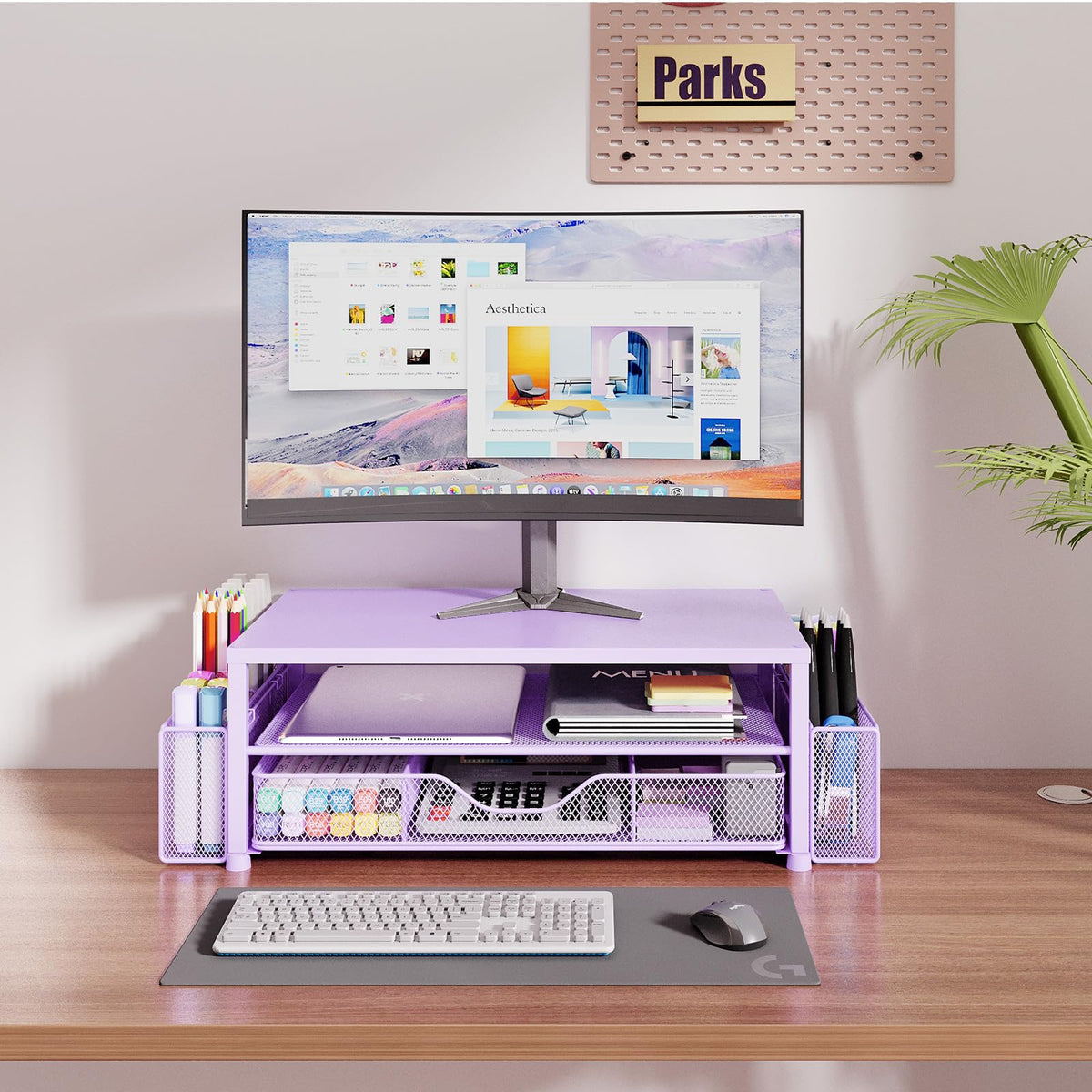 Desk Organizer and Accessories, 2-Tier Computer Monitor Stand Black