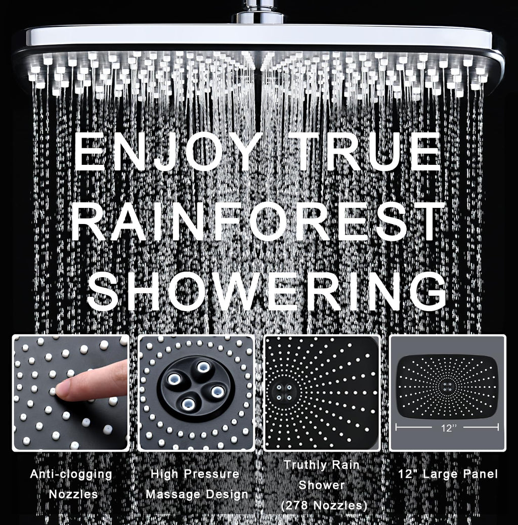 Shower Head with Rainfall Patter | Handheld Showerhead | Black | 1.8GPM