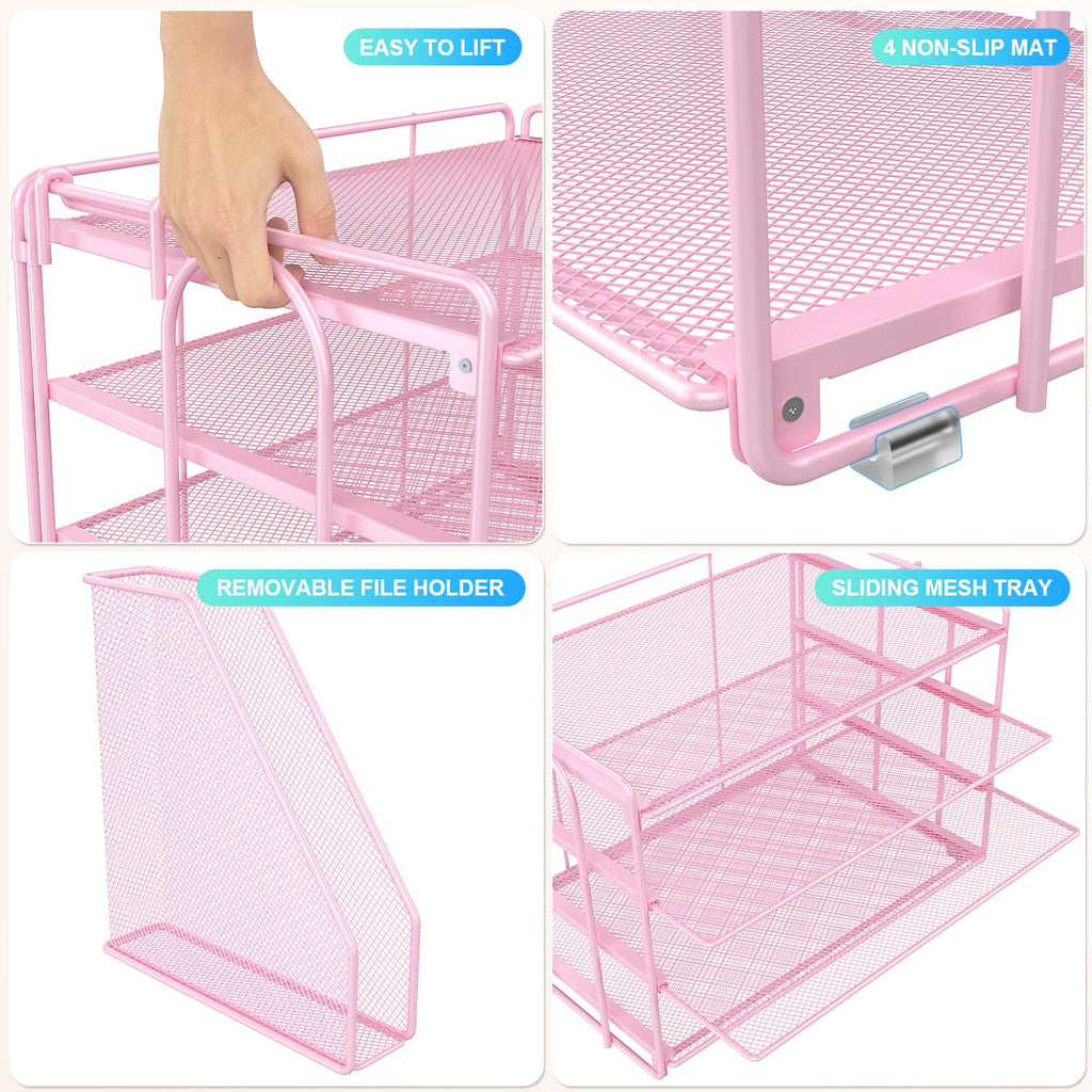 Paper Organizer With Magazine Holder | (Black, 4-Tier)