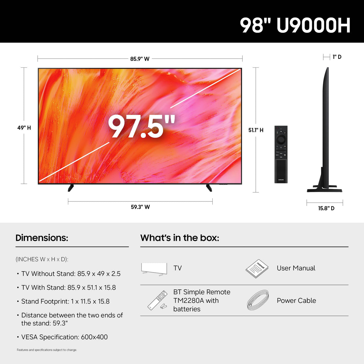 Samsung 50-Inch Class U8000H Series Crystal UHD, 4K, Smart TV, 2026