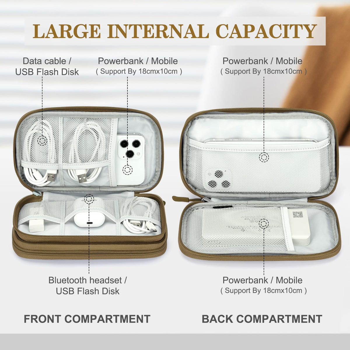 Electronic Organizer, Travel Tech Pouch Bag, Extra Large, Black | Water Resistant