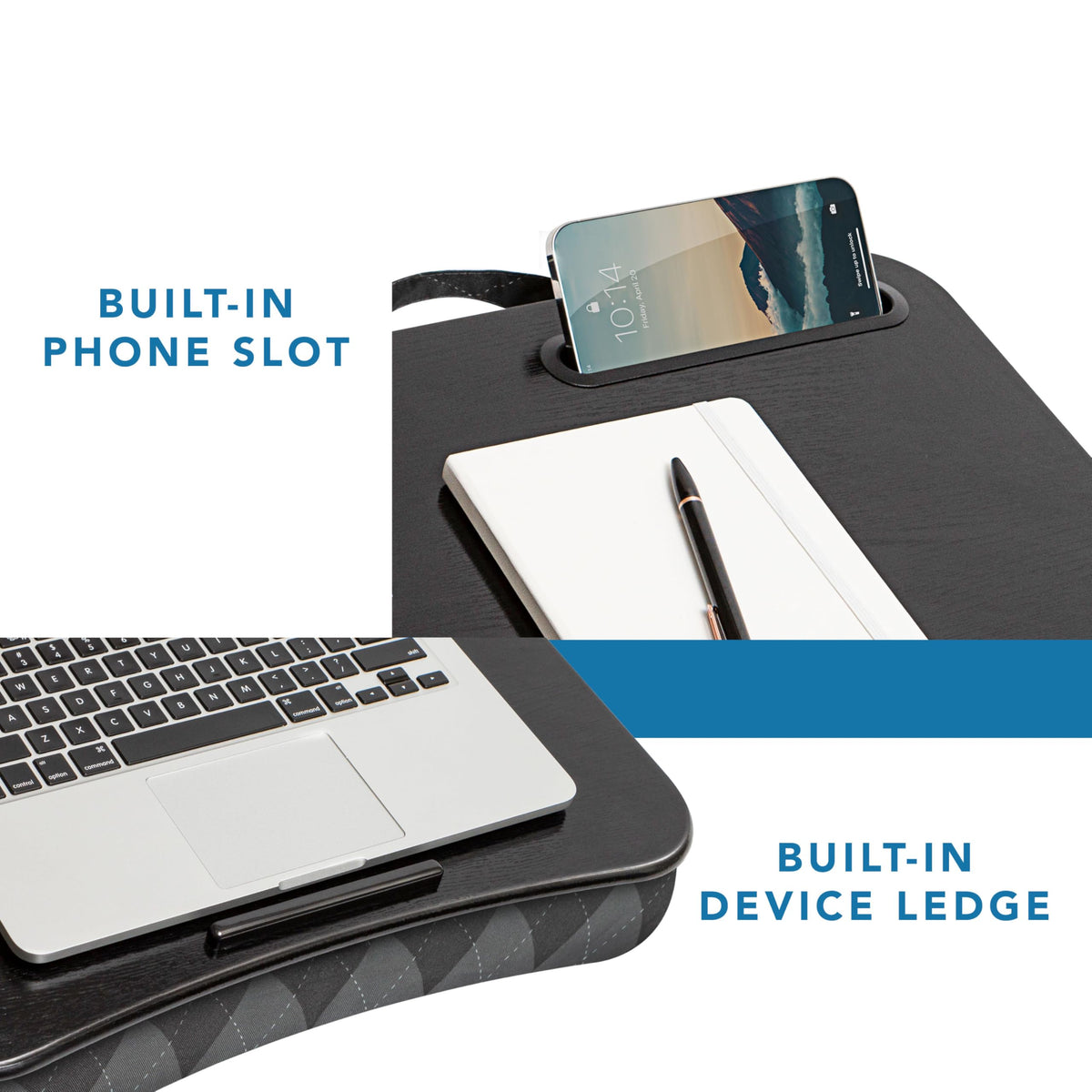 Designer Lap Desk – Fits 15.6” Laptop w/. Phone Holder