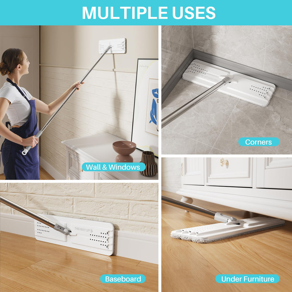 White Flat Mop and Bucket Set