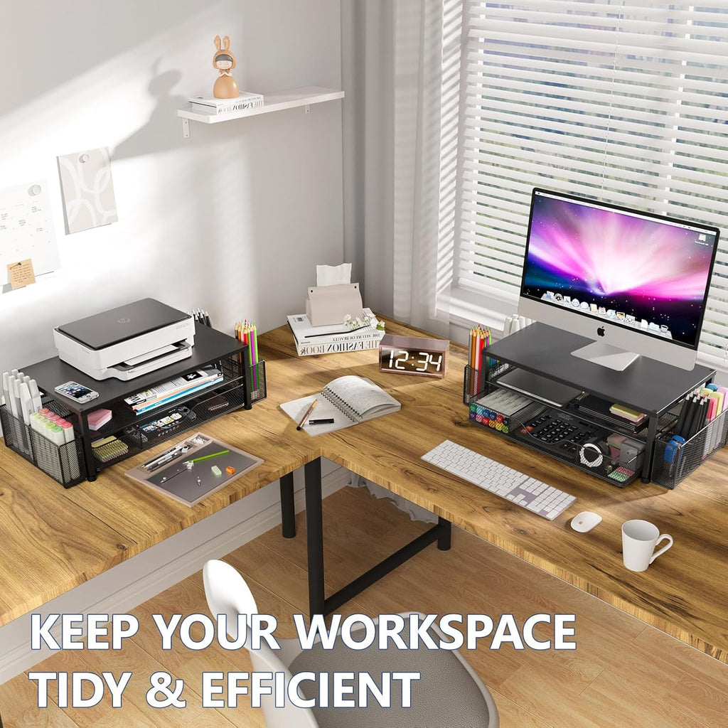 Desk Organizer and Accessories, 2-Tier Computer Monitor Stand Black