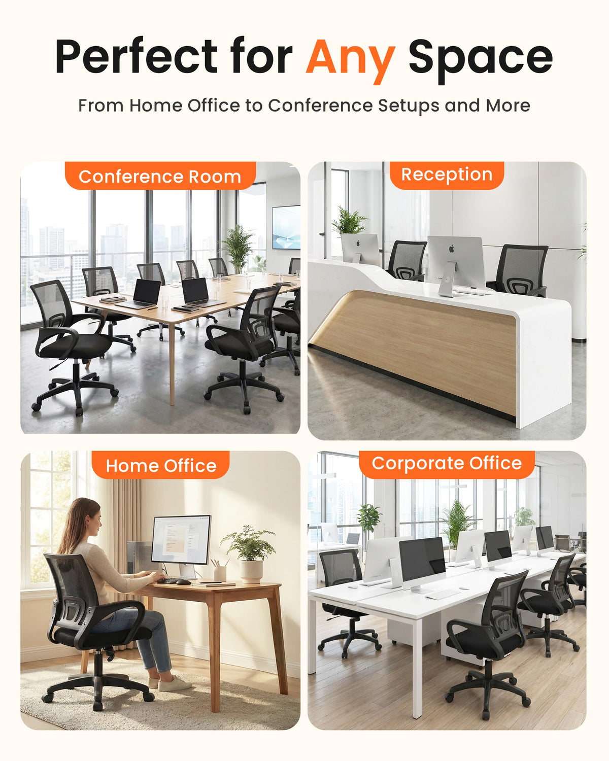 Office Computer Chair Ergonomic Mid-Back Mesh Desk