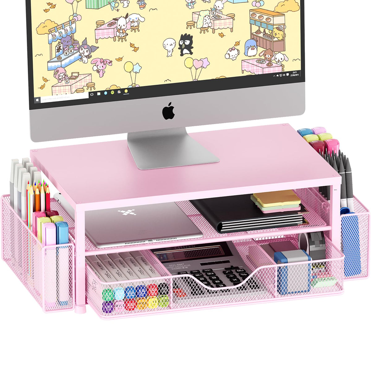 Desk Organizer and Accessories, 2-Tier Computer Monitor Stand Black