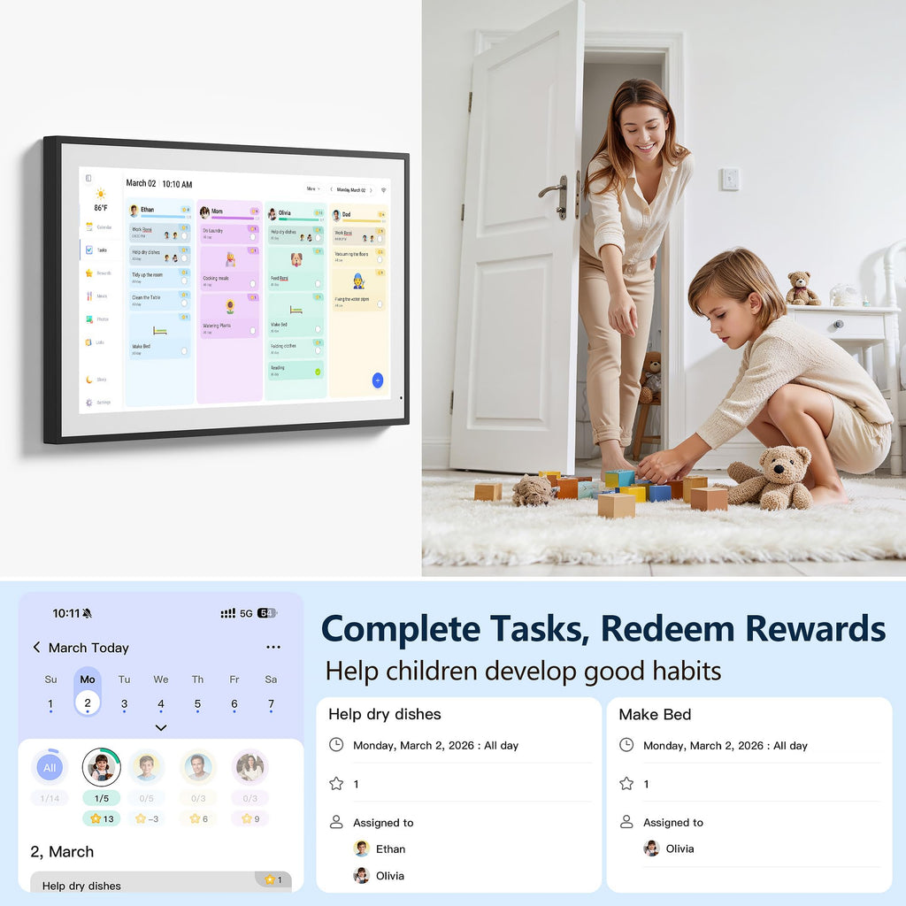 Digital Calendar, 15.6 Inch Smart Touchscreen Interactive Display