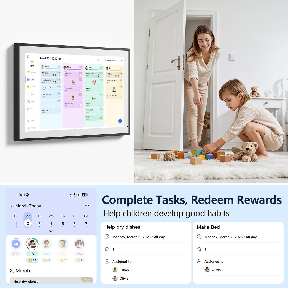 Digital Calendar, 15.6 Inch Smart Touchscreen Interactive Display