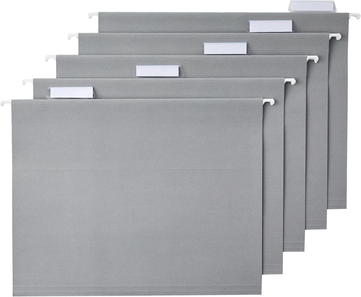 Amazon Basics Hanging File Folders with Adjustable Tabs, Sturdy Expandable Document Organizer, Letter Size 8.5x11 inch, Green, 25-Pack
