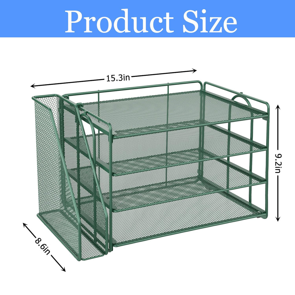 Paper Organizer With Magazine Holder | (Black, 4-Tier)