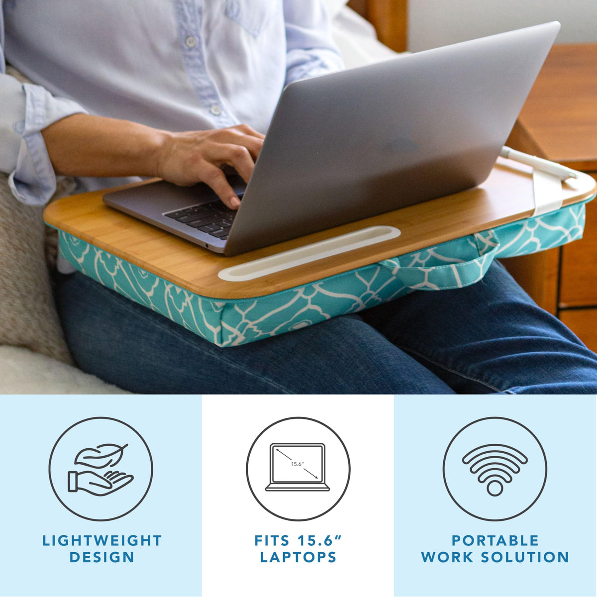 Designer Lap Desk – Fits 15.6” Laptop w/. Phone Holder