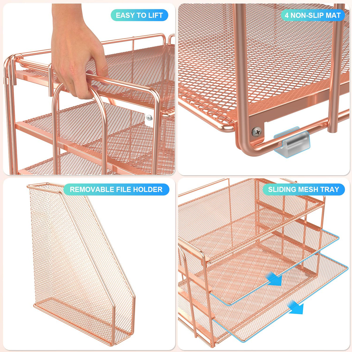 Paper Organizer With Magazine Holder | (Black, 4-Tier)