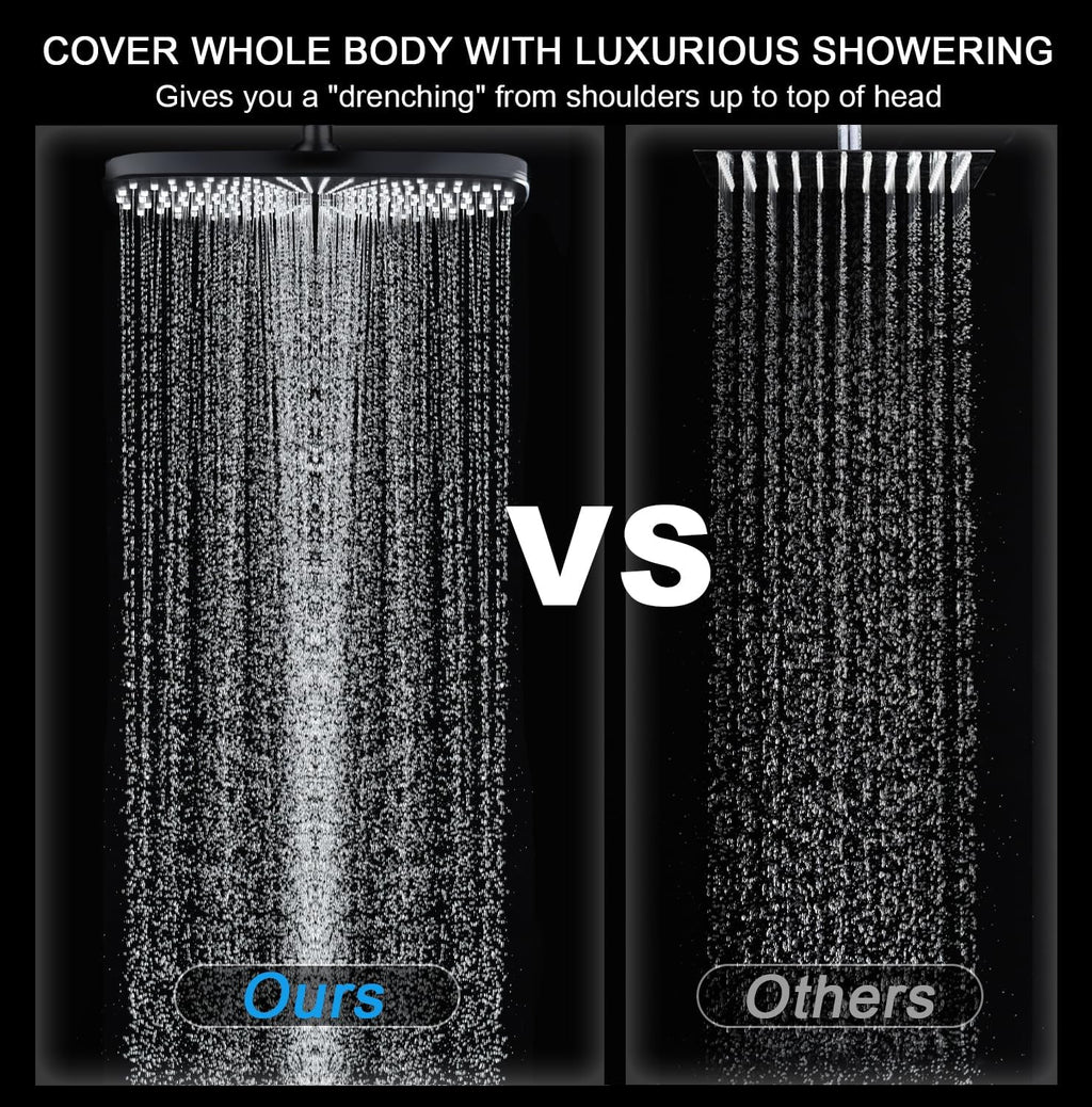 Shower Head with Rainfall Patter | Handheld Showerhead | Black | 1.8GPM