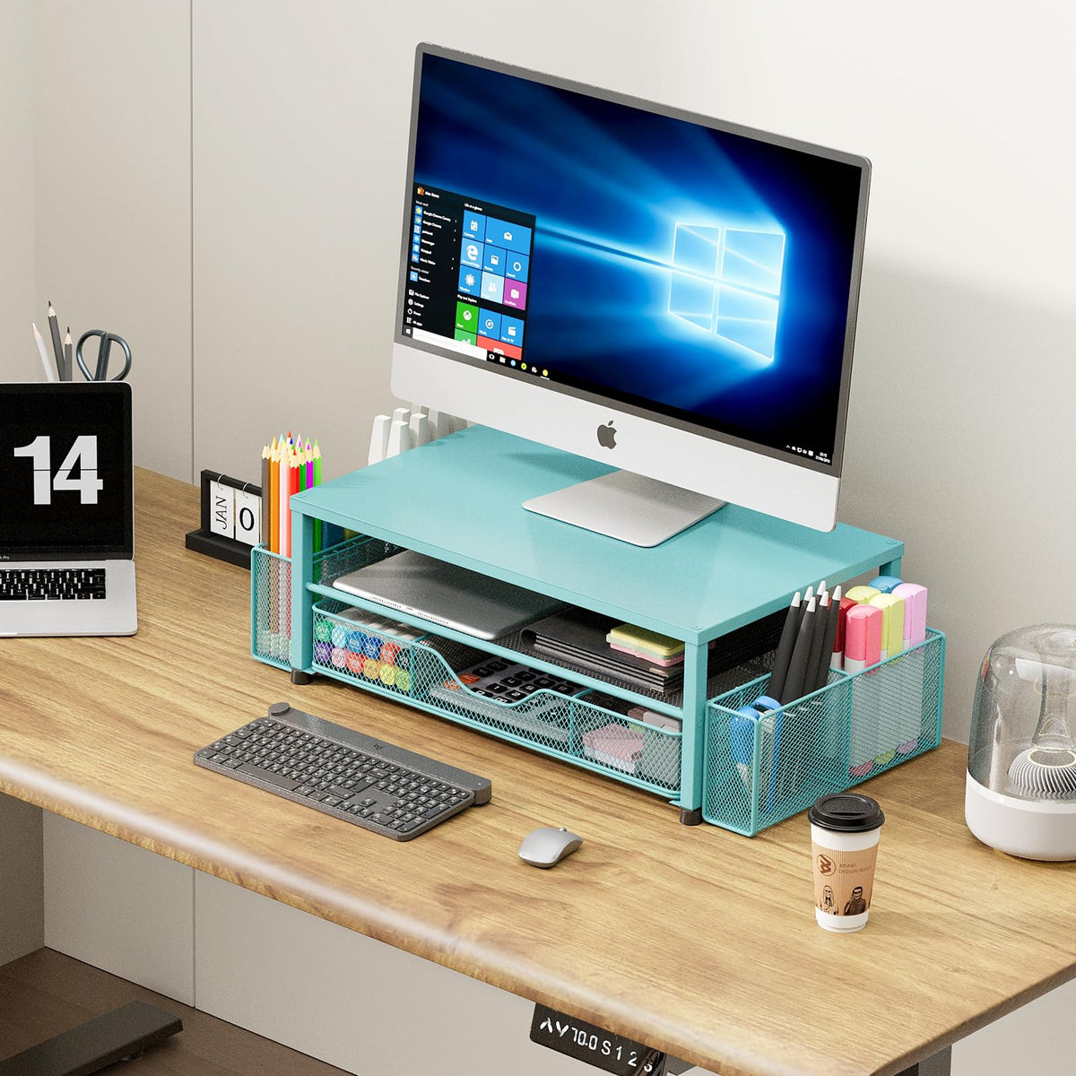 Desk Organizer and Accessories, 2-Tier Computer Monitor Stand Black