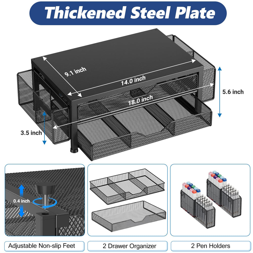 Desk Organizer and Accessories, 2-Tier Computer Monitor Stand Black