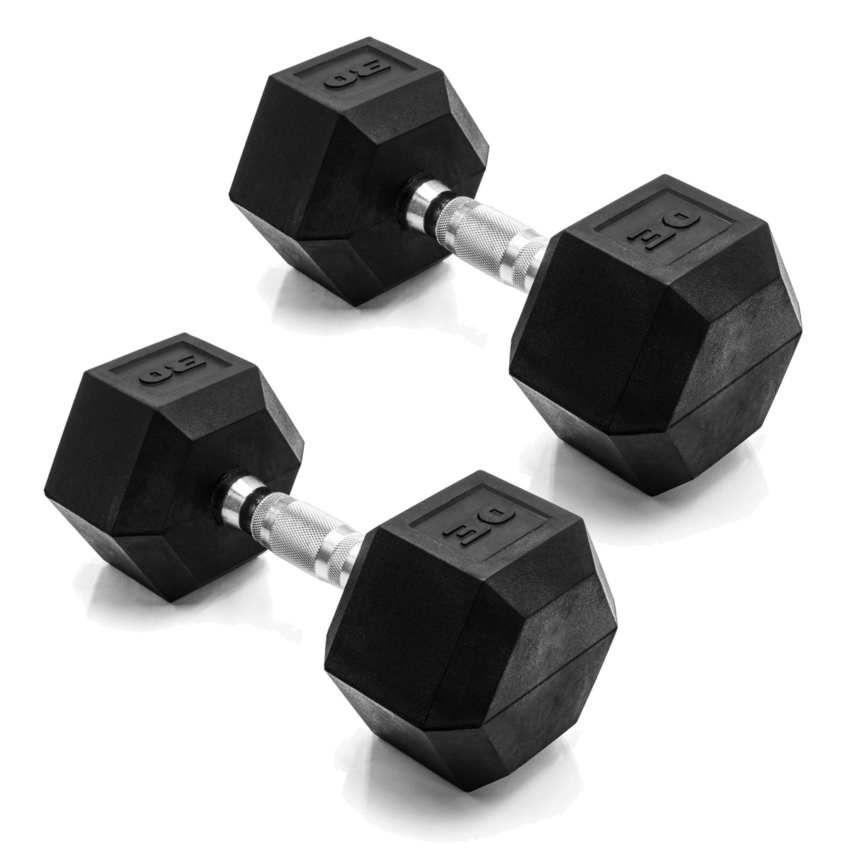 CAP Rubber Coated Dumbbell Weights for Strength Training, Anti-Roll Hex