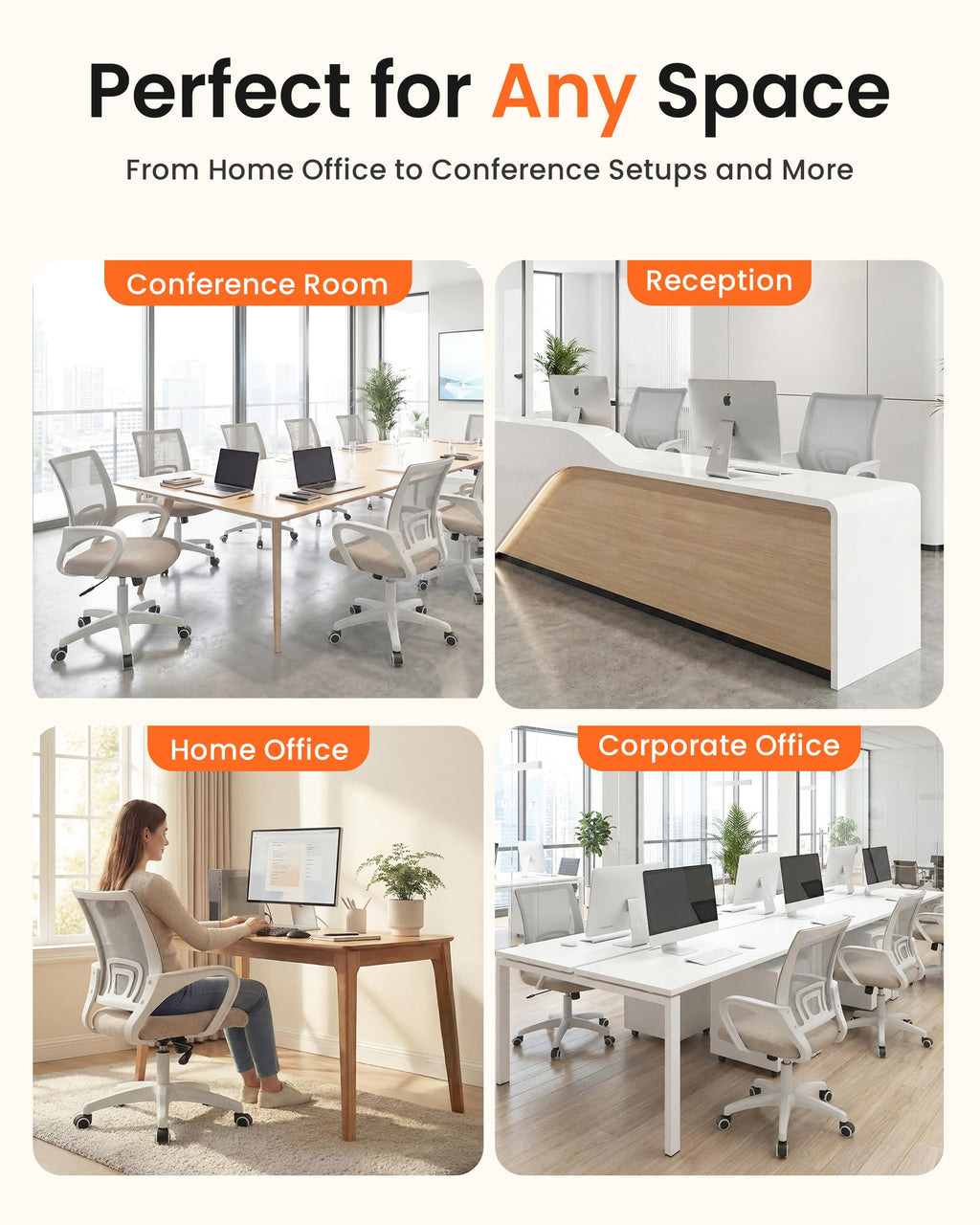 Office Computer Chair Ergonomic Mid-Back Mesh Desk
