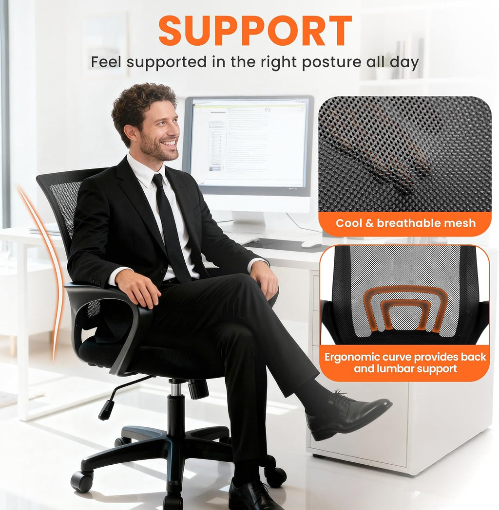 Office Computer Chair Ergonomic Mid-Back Mesh Desk