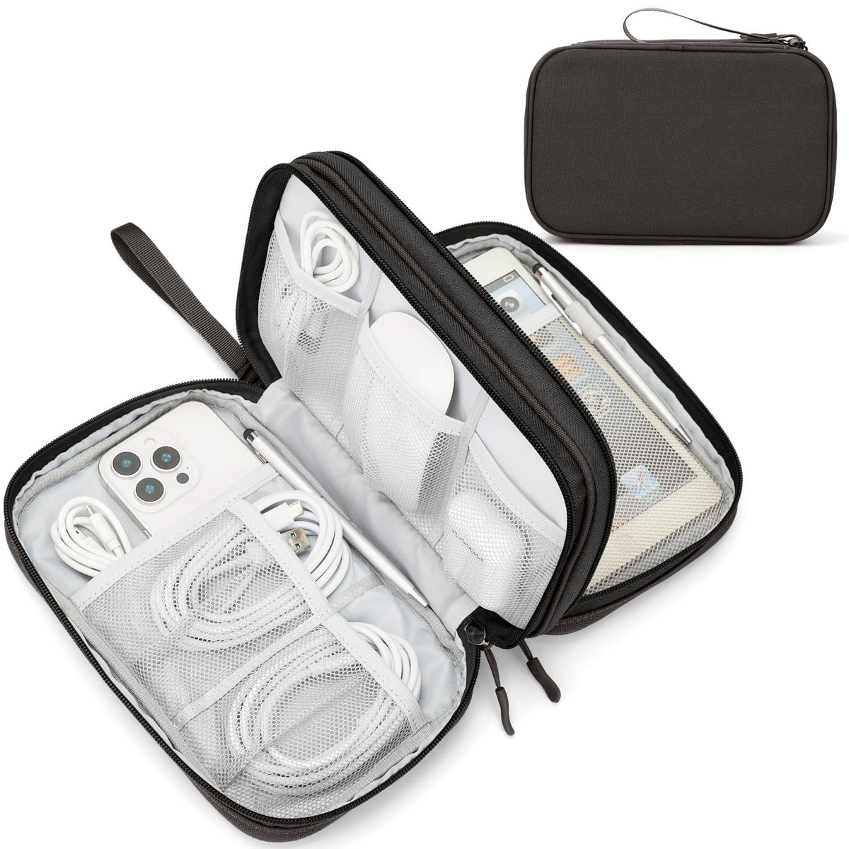 Electronic Organizer, Travel Tech Pouch Bag, Extra Large, Black | Water Resistant
