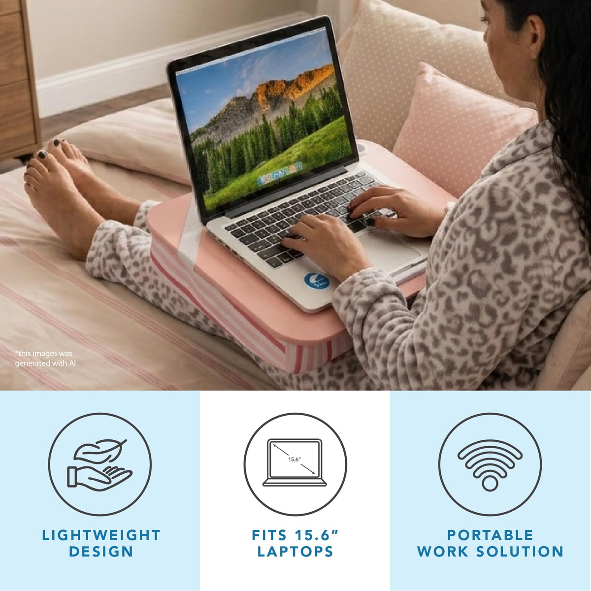 Designer Lap Desk – Fits 15.6” Laptop w/. Phone Holder