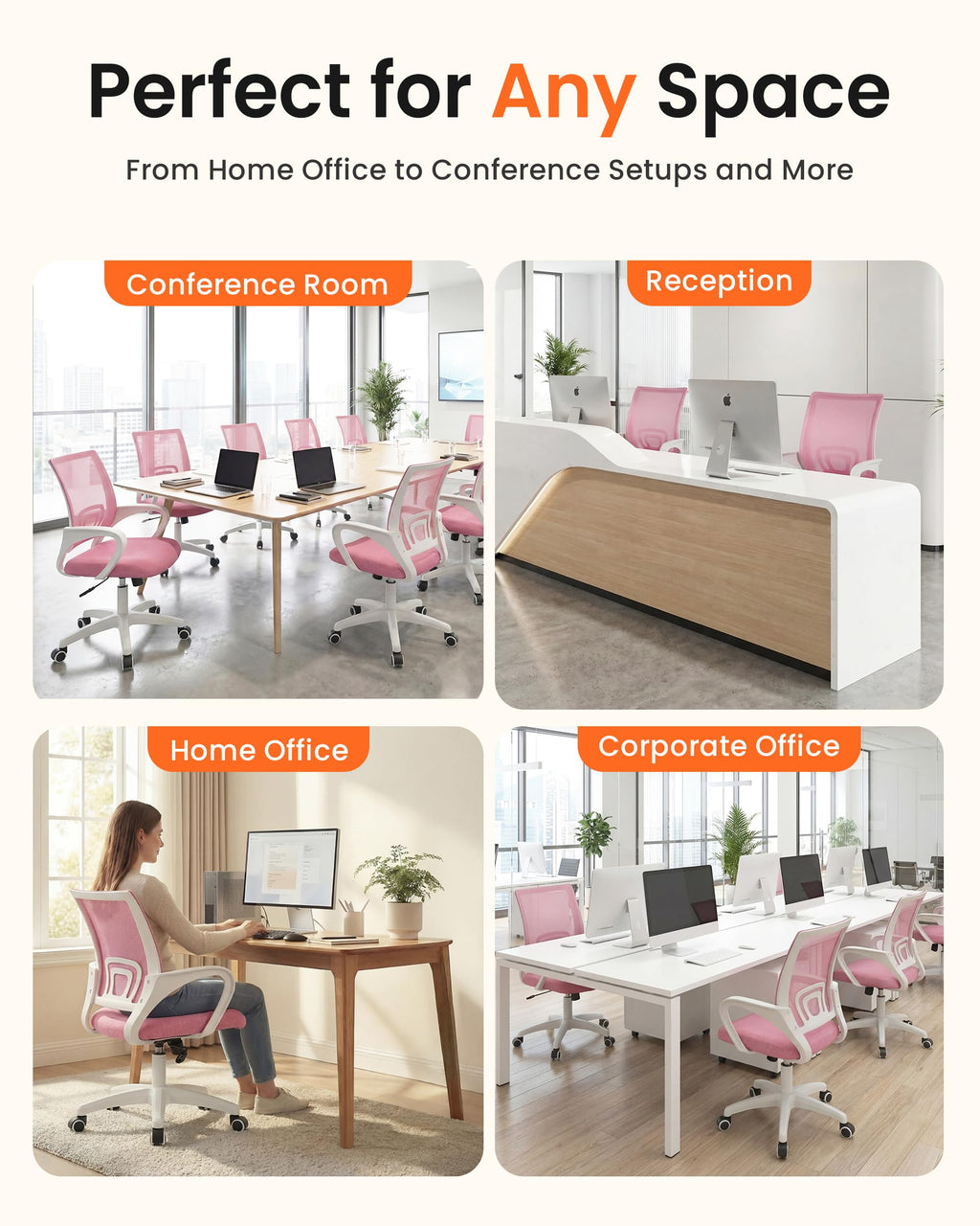Office Computer Chair Ergonomic Mid-Back Mesh Desk