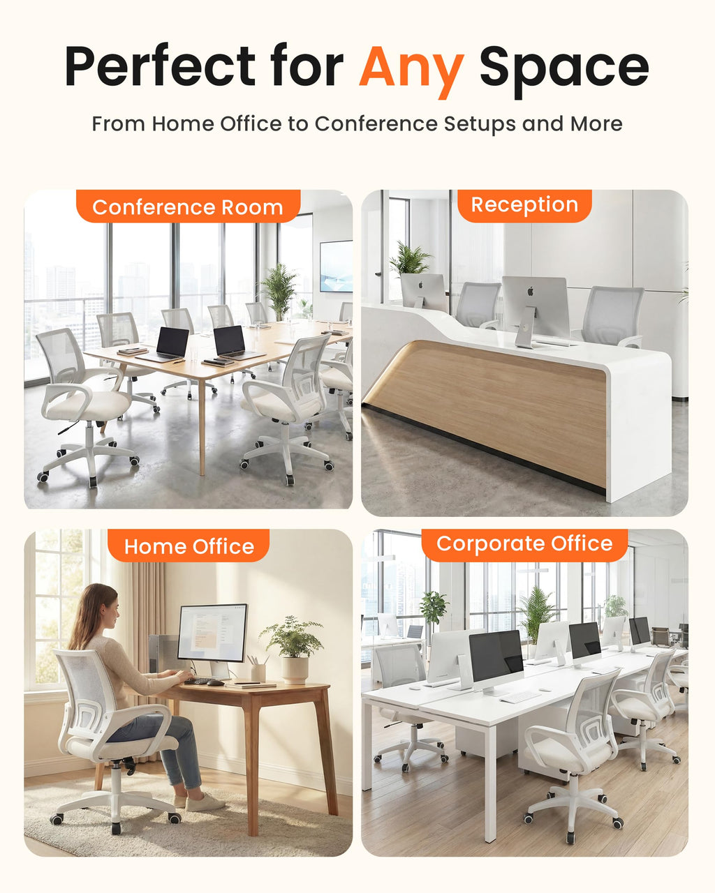 Office Computer Chair Ergonomic Mid-Back Mesh Desk