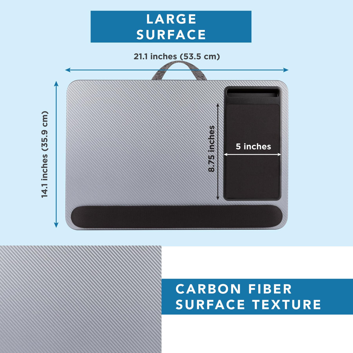 LAPGEAR Home Office Lap Desk – Black Carbon, Fits 15.6” Laptops