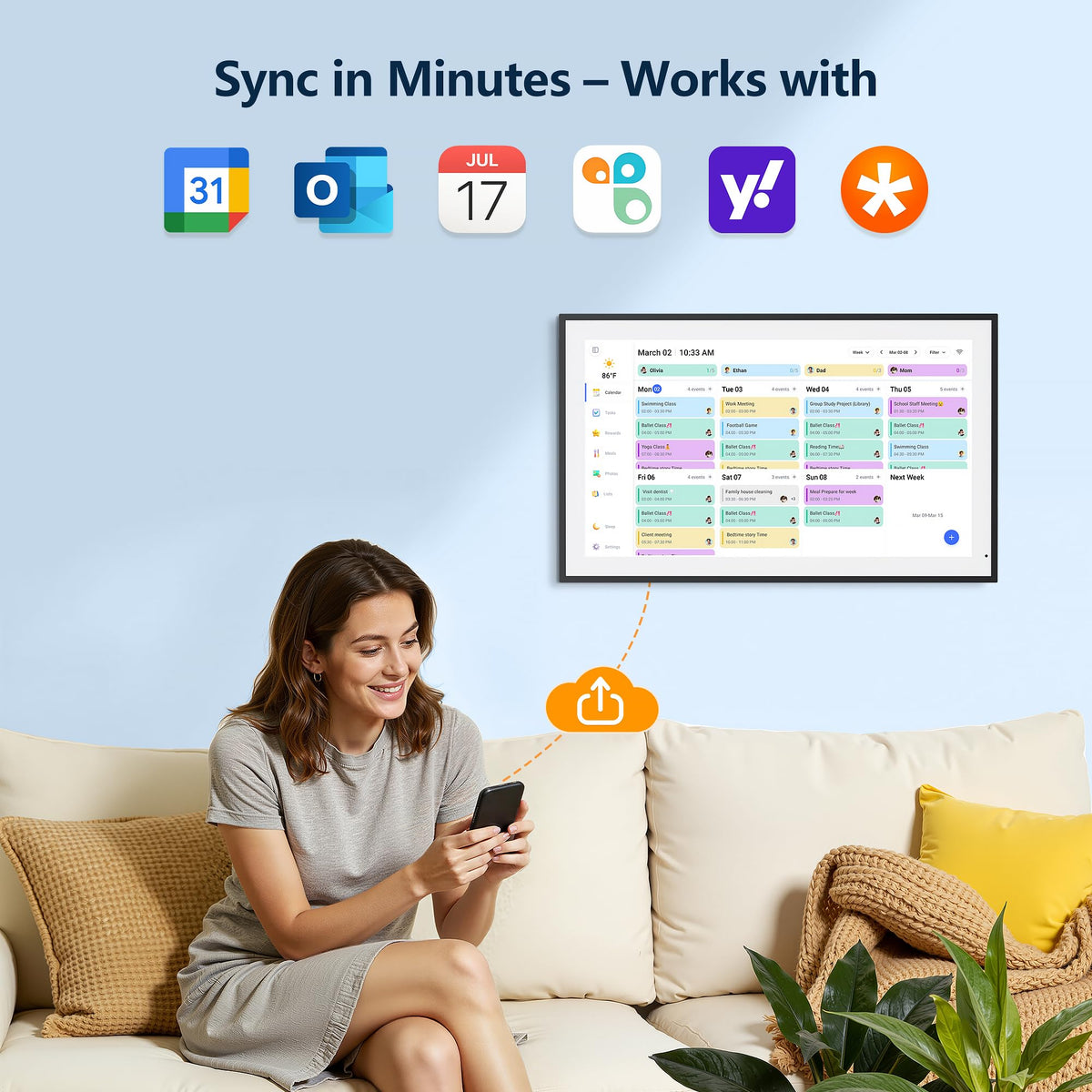 Digital Calendar, 15.6 Inch Smart Touchscreen Interactive Display