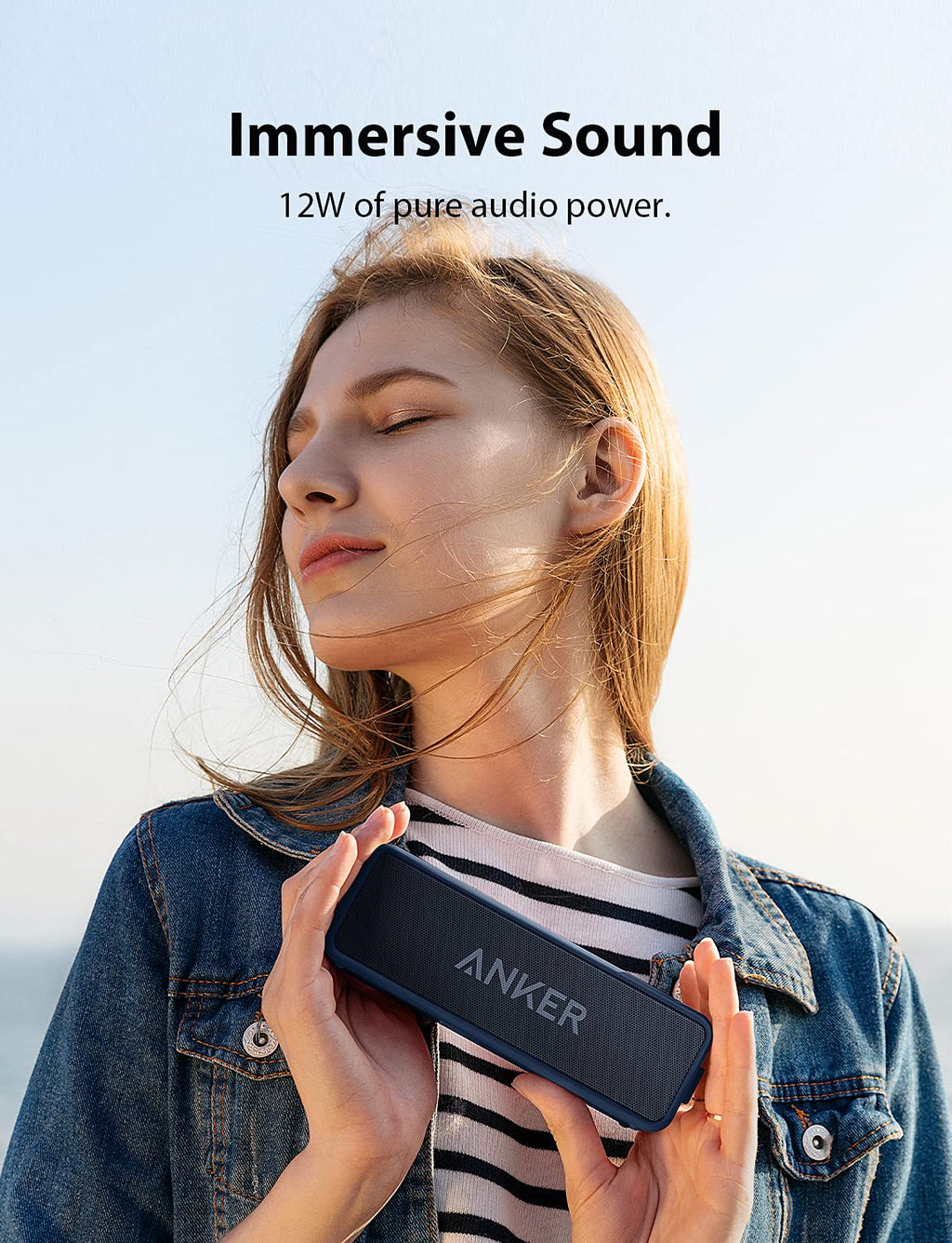 Anker soundcore 2 Portable Bluetooth Speaker, Stereo Sound, IPX7