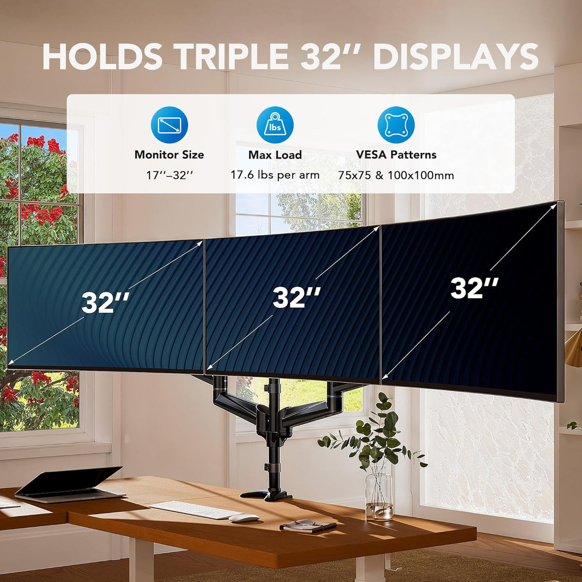 Triple Monitor Mount for 17 to 32 inch Screen