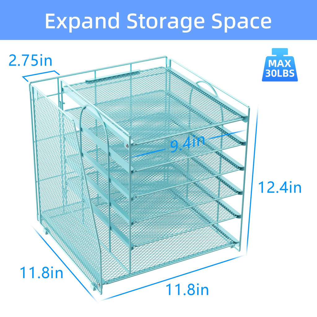 Paper Organizer With Magazine Holder | (Black, 4-Tier)