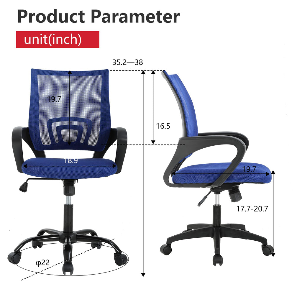 Ergonomic Office Chair | Mid-Back Swivel Desk Chair | with Lumbar Support