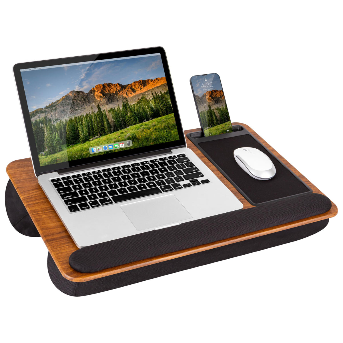 LAPGEAR Home Office Lap Desk – Black Carbon, Fits 15.6” Laptops