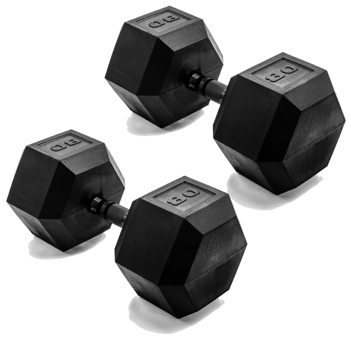 CAP Rubber Coated Dumbbell Weights for Strength Training, Anti-Roll Hex