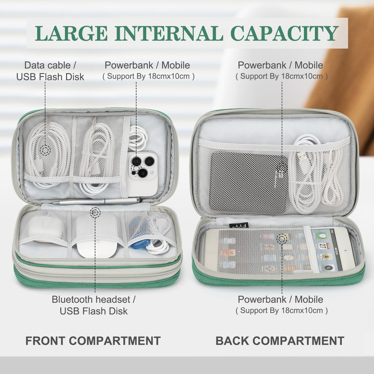 Electronic Organizer, Travel Tech Pouch Bag, Extra Large, Black | Water Resistant