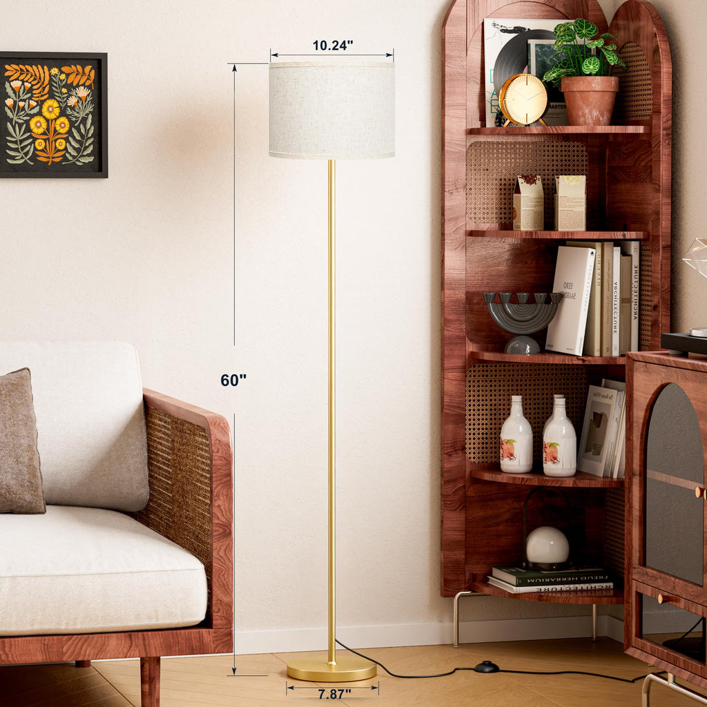 Modern Floor Lamp Simple Design with White Shade & Foot Pedal Switch